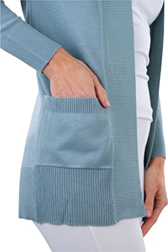 Image of ToBeInStyle Women's Long Sleeve Rib Banded Open Sweater Cardigan