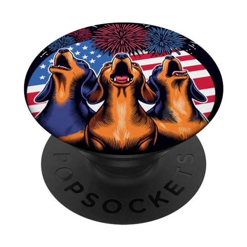 Patriotic Dachshunds 4th Of July Men Women Kid Dog Dachshund PopSockets PopGrip Intercambiable