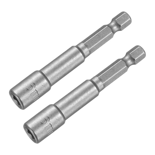 Image of sourcing map 6mm Magnetic Hex Socket 65mm/2.56", 1/4" Hex Shank Magnetic Power Nut Driver Set CR-V Quick-Release Extensions for Impact Drill Nut Setters Socket Wrench Screw, 2 Pcs