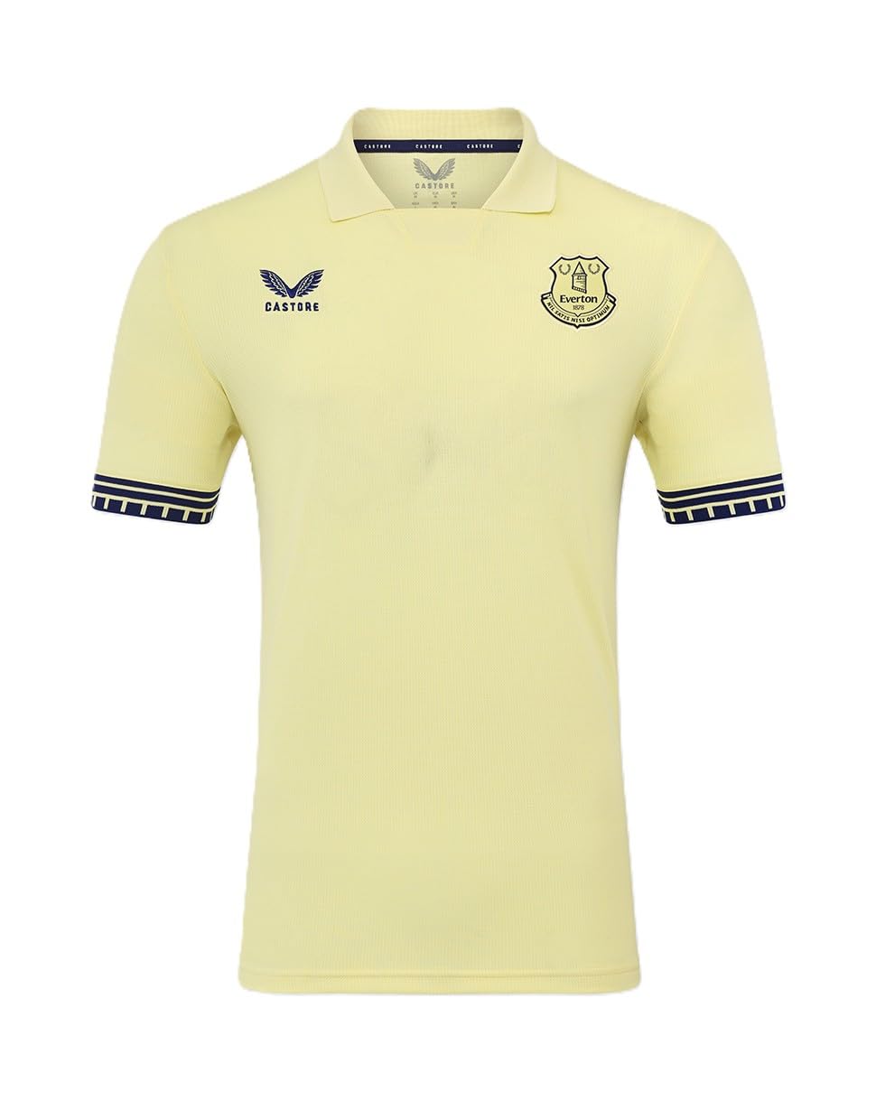 Castore Everton FC Unisex Kids Away Short Sleeve Shirt, Pastel Yellow, 14 Years