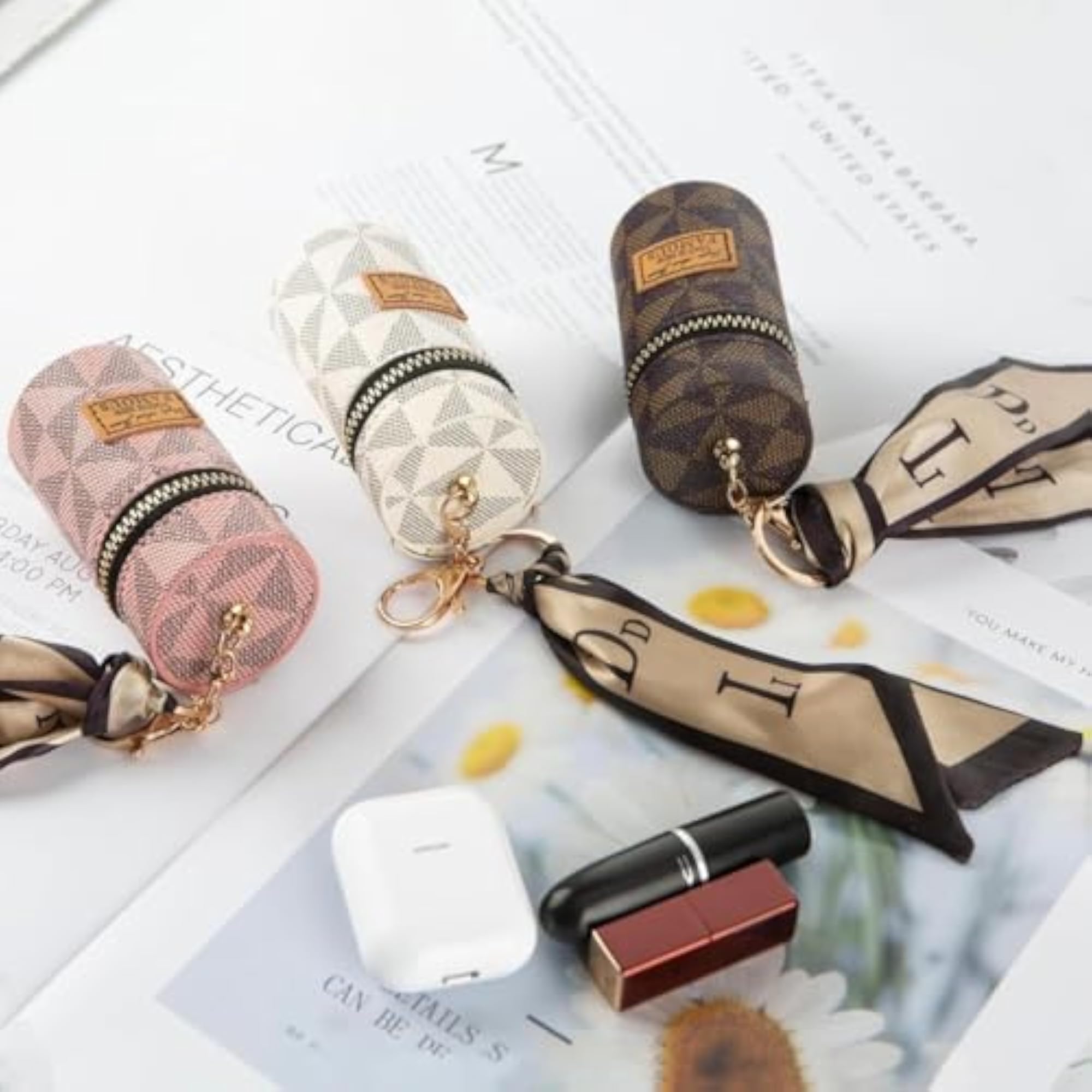 Mini Leather Keychain Bag Coin Purse, Multipurpose Travel Pouch