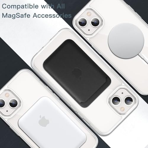 Image of JGD Magnetic Case for iPhone 13 Compatible with MagSafe, Shockproof Phone Bumper Cover, Anti-Scratch Clear Back (Clear)