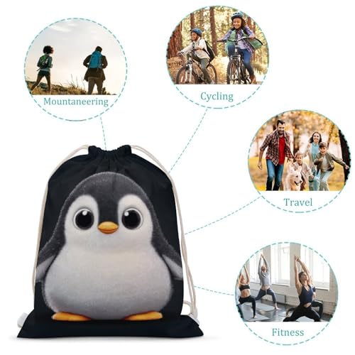 Drawstring Backpack Foldable Draw String Bags Cute Penguin Sackpack Sports Gym Bag for Shopping Yoga3