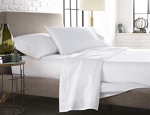Image of 100% Smooth & Soft Guaranteed 400 TC Cotton Saten Bed Sheets 100 x 108 Inch with 2 Pcs Pillow Cover 17 x 27 Inches (White)