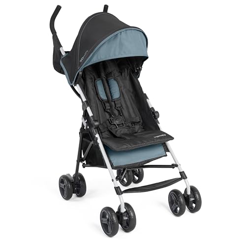 Summer by Ingenuity 3D Mini Convenience Stroller – Lightweight Stroller with Compact Fold, Multi-Position Recline, Canopy with Pop Out Sun Visor – Umbrella Stroller for Travel and More, Slate Grey