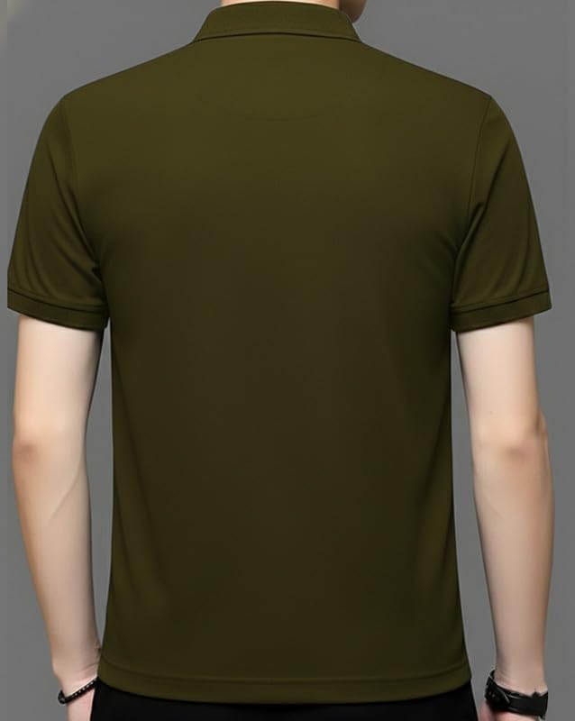 Image of AUSK Men Printed Polo Neck Cotton Blend T-Shirt (Regular Fit, Half Sleeve) || Tshirts for Mens
