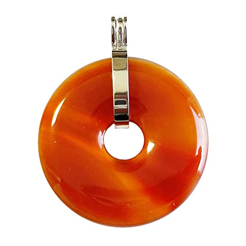 Pendentif Cornaline en donut Pi chinois de 40mm pour collier