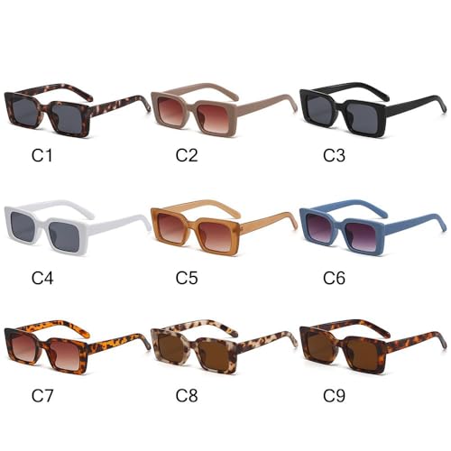 Women's Small Frame Beach/Travel Shades Rectangle Square Sunglasses Leopard Sun Glasses(C8)2