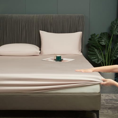Luofanfei Bambus Lyocell Spannbettlaken 90x200cm Grün Salbeigrün Boxspringbett Frottee Topper Glänzend Bambusfaser Bettlaken Spannbetttuch 90 x 200 Uni Spannbetttücher für Hohe Matratze bis 25-30 cm