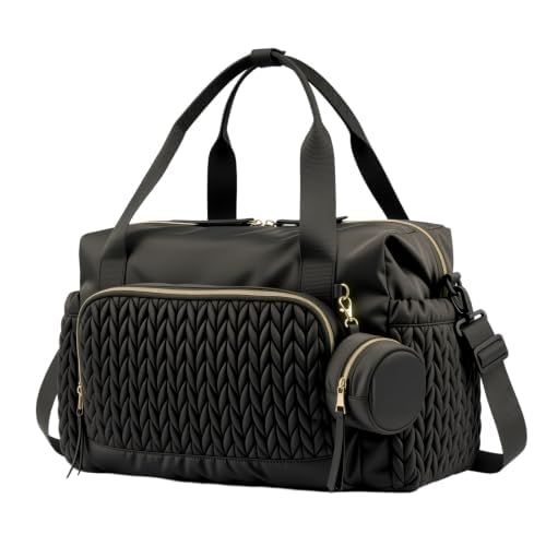 CMANLNYK Baby Changing Bag - Large Capacity Nappy Changing Bags With Built-in Insulation Layer, Multifunctional Waterproof Baby Bags with Changing Mat & Shoulder Strap Pad, Diaper Tote (Black)