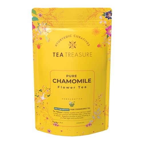 Image of Tea Treasure Chamomile Green Tea for Sleep & Relaxation - 50 Tea Bags | Chamomile Green Tea with Darjeeling & Lavender | Low Caffeine - Flower Based - Calming Infusion