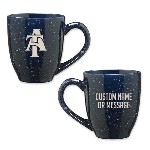 Image of Rico Industries NCAA North Carolina A&T Aggies Navy Blue Personalized 16 oz Team Color Laser Engraved Speckled Ceramic Coffee Mug