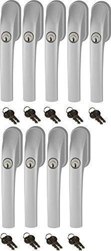 Abus FG300 abschließbarer Fenstergriff, Silber, im Set 9 Stück alle gleichschließend mit insgesamt 18 Schlüssel