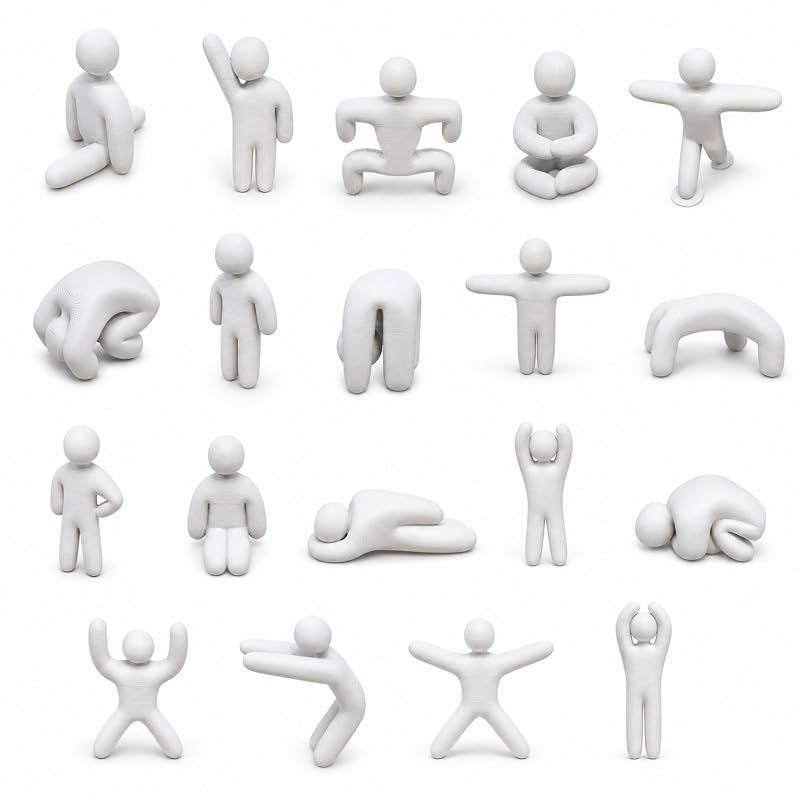 Paintable Meccha Chameleon 3D Printed Figures, 18 Pack PLA Unpainted Blank Statues Multiple Poses, DIY Paint Your Own Robot Figurines for Hide and Seek Game Hobby Craft