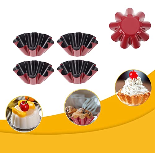Besaearo Egg Tart Molds 10Pcs Mini Carbon Steel Non Stick Tart Pans, Reusable Fluted Cupcake Tins Baking Tool For Muffin Quiche Pudding Cheese Cakes(Flower Shape) #TOP1