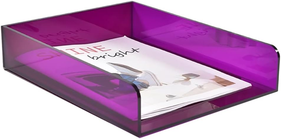 Desk File Organizer Desk Organizer Acrylic Letter Tray Paper Holder Stacking File Trays Paper Tray Office Organizers for Desk (Color : Purple, Size : 24 * 31.5 * 6.5cm)