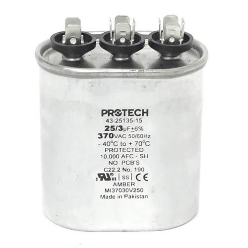 43-22362-02 -Rheem OEM Oval Replacement Dual Run Capacitor 25 + 3 UF/MFD 370 Volt
