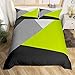 Erosebridal Lime Green Black Grey Bedding Set Geometric Triangle Duvet Cover Full Patchwork Geometry Comforter Cover for Kids Teen Adults Modern Abstract Bedspread Cover with 2 Pillow Cases