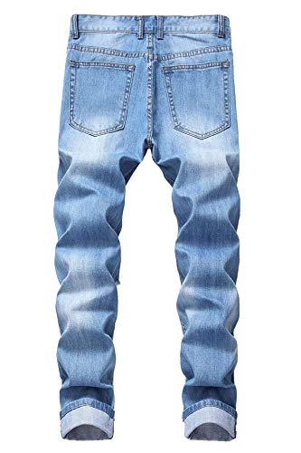 Baylvn Men's Ripped Distressed Slim Fit Holes Denim Jeans2