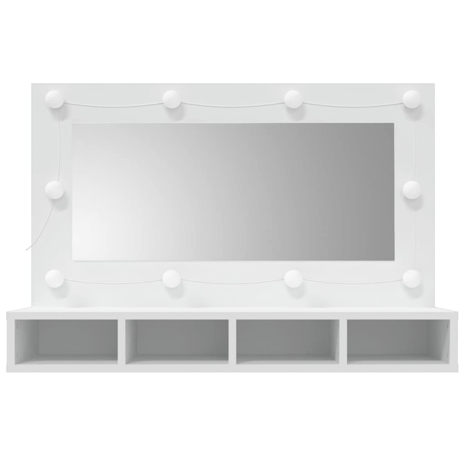 Mobile a Specchio con LED Bianco 90x31,5x62 cm,Armadietto bagno con luce Specchio contenitore con Illuminazione LED