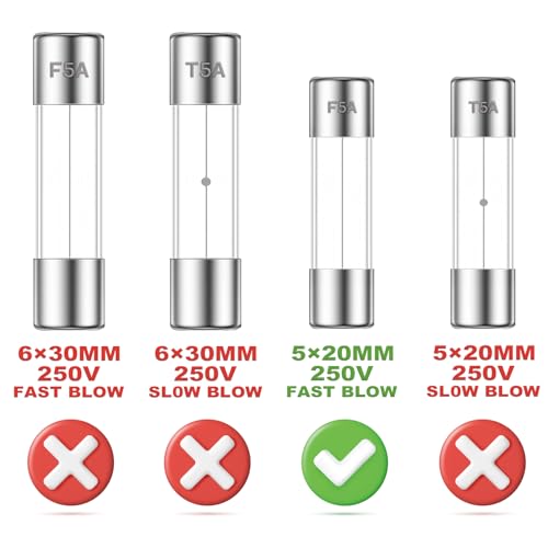 ALLECIN 5A 250V 5x20MM Fast Blow Glass Fuse 5 Amp 250 Volt 0.2 x 0.78 Inch Fast-Acting Tube Fuses F5AL250V (Pack of 30Pcs)