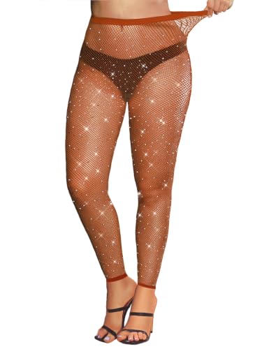 Image of VINICUNCA Sparkly Fishnet Stockings for Women Colorful Tights Plus Size | high-elastic high-toughness nylon fishnet, reinforced toe & crotch, high waist no slip, perfect for halloween party cosplay