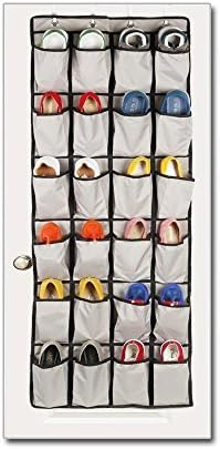 Over The Door Shoe Organizer - 24 Pockets and Door Shoe Rack for Door Shoe Storage 4 Customized Strong Metal Hooks Hanging Shoe Organizer