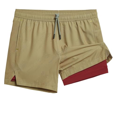 Image of maamgic Mens Running Shorts with Compression Liner 5 inch Quick Dry Workout Shorts Anti-Chafe Gym Shorts 2 in 1 Athletic Shorts