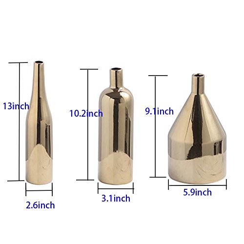 Purzest Gift For Her,Decor Vases Set,Gold Metallic Vase, Set Of 3,Lover Gift #TOP2