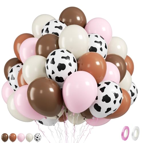 Image of Cowgirl Balloons, 50 Pcs Cow Print for Girls Birthday Baby Shower Party