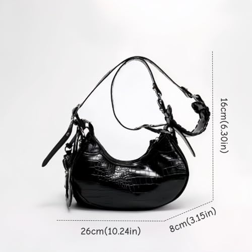 FUNSEED Women's Shoulder Bag Fashion Y2K Rivet Tassel Textured Purse Crossbody Bag Mirrored Card Holder2