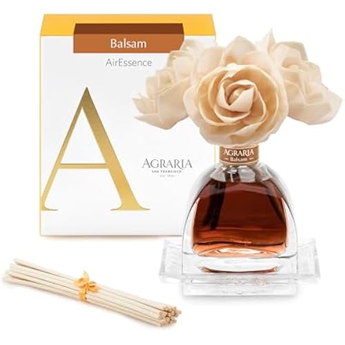 AGRARIA AirEssence Flower and Reed Diffuser Set, Handmade Sola Flower Botanical Home Fragrance Set, Scented Oil Reed Diffuser Gift for All Occasions