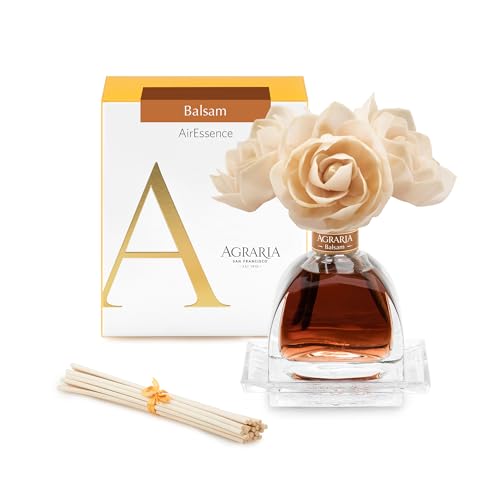 AGRARIA AirEssence Flower and Reed Diffuser Set, Handmade Sola Flower Botanical Home Fragrance Set, Scented Oil Reed Diffuser Gift for All Occasions