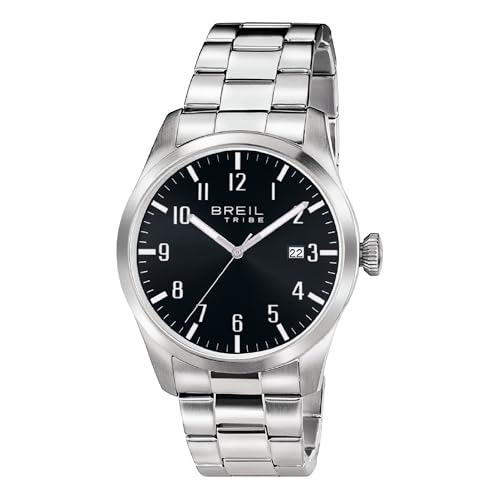 BREIL Reloj Classic Elegance Men's Mono-Clock dial Black Time Only Movement - 3 LANCHE Quartz and Silver Steel Bracelet EW0232 BREIL Reloj Classic Elegance Men's Mono-Clock dial Black Time Only Movement - 3 LANCHE Quartz and Silver Steel Bracelet EW0232