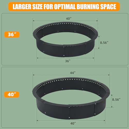 Smokeless Fire Pit Ring for Outside, 36 Inch Heavy Duty Metal Insert with Air Vents for Better Burn, Outdoor Firepit Ring for Backyard, Patio, Camping, Smokeless Wood Burning Use by YeeJinHong - Image 4