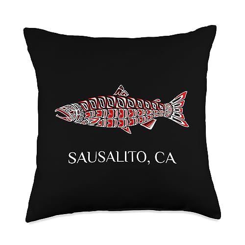 Sausalito CA Native American Coho Salmon Throw Pillow 18x18