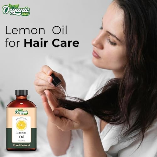 Image of Organic Zing Lemon Oil 118 ml (3.99 fl oz) - Bright Citrus Aromatic Oil for Skincare, Haircare, DIY Formulations, Soaps & Cream Blends