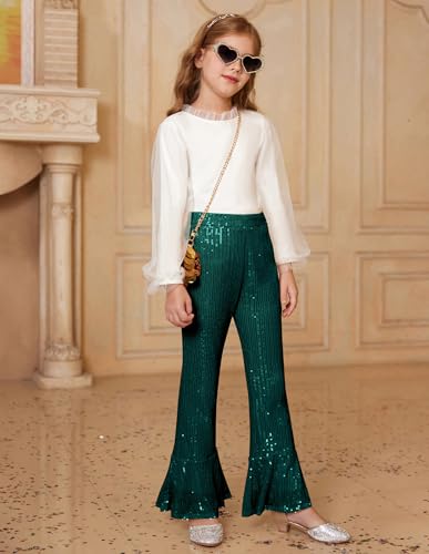 Image of GRACE KARIN Girls Sequin Pants Sparke Trouser Glitter Dance Bell Bottoms 5-14
