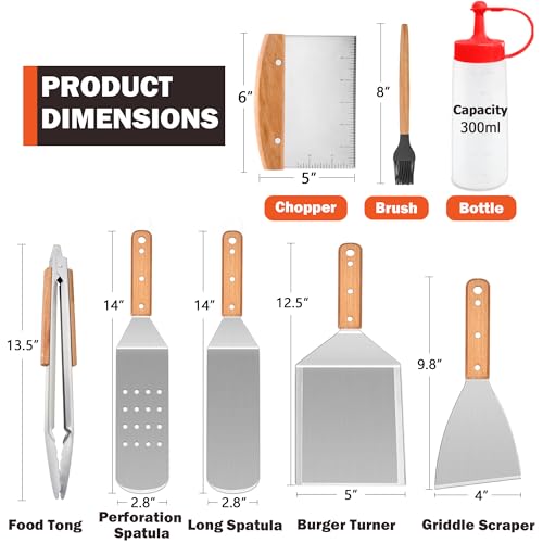 Joyfair 8Pcs Griddle Spatula Accessories for Blackstone, (Wooden Handles) by Joyfair - Used condition - Image 8