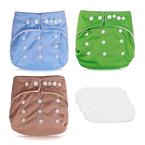 6PCS Pañales de Tela Impermeable, Bragas de Aprendizaje Calzones de Entrenamiento para Bebé ,Pañales Reutilizables Lavables para Bebés(azul + verde + café)