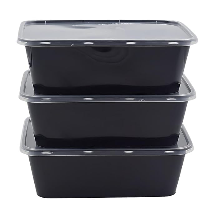 SURAKO COLLECTIONS Reusable Rectangle Plastic Food Storage Containers With Lids- Fridge, Microwave Safe- Ideal For Food Delivery, Kitchen, And Storage 750Ml., (Pack of 15)