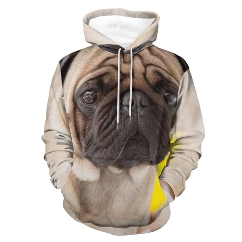 Sweat à capuche carlin mignon pull unisexe aux finitions soignées manche longue S
