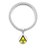 DIYthinker Symbole d'avertissement Jaune Noir Ionisation Triangle Radiation Sliver Bracelet Ronde Pendentif chaîne de Bijoux pour Les Femmes