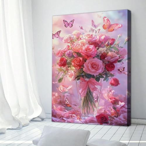 Peintures sur toile papillon et rose pour une élégance intérieure - 2