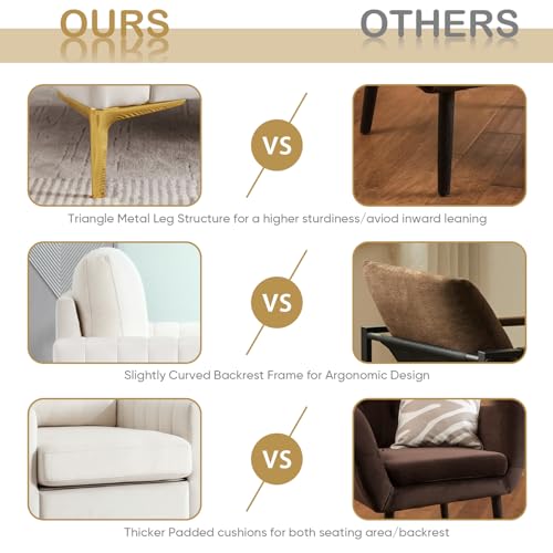 Sillón Plegable Moderna Terciopelo Beige miniatura 4