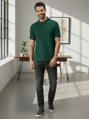 Image of Lux Cozi Men's Cotton Solid Polo Tshirt | Collar Tshirts | Half Sleeves | Stylish & Premium All Day Wear | Pack of 1