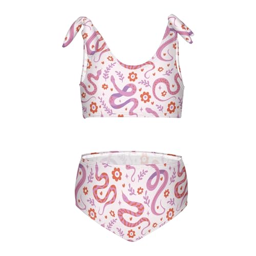 Wusikd Cute Snake Girls Swimsuits Two Piece Swimwear Bikini Set for for Girls Size 5-6T Multi
