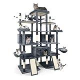 CAPHAUS Big Cat Tower Indoor for Large Cats, XXL 80-Inch Tall Cat Tree, Modern Multi-Level Activity Tower with Scratching Posts and Widened Perch