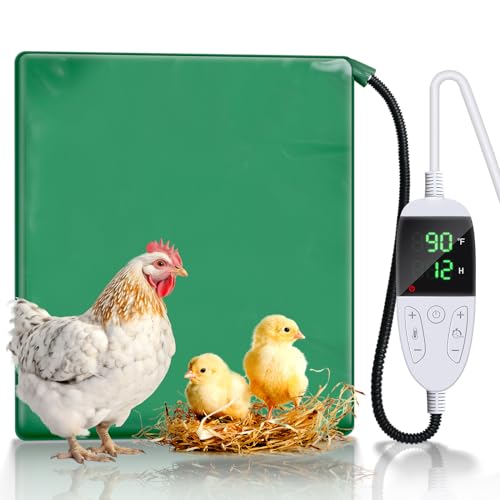 nicedepot Chicken Heating Pad with Adjustable Digital Thermostat for Baby Chicks, Chicken Coop Heater Chick Brooder Coop Supplies, Waterproof Pet Heating Plate for Cats Dogs with Chew Resistant Cord