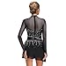 Women's Rhinestone Chiffon Skirted Slim Fit Round Neck Long Sleeve Pull On Lyrical Ballet Jazz Dance Leotard Dress